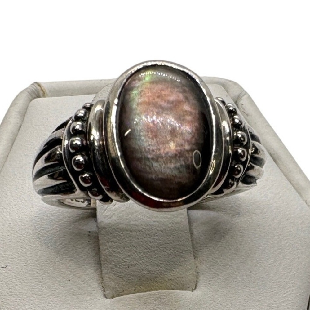 Mindful Souls Sterling Silver Iridescent Pearl Shell Ring Size 5.25 Boho 925